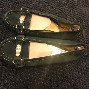 Micheal Koran emerald green loafers with buckle